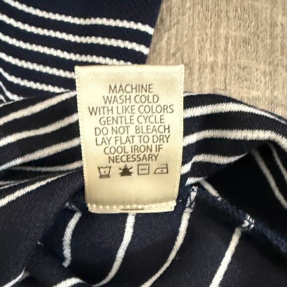 Max Studio Women’s Small Navy White Striped Ruffle Bell Sleeve Top - Picture 8 of 12